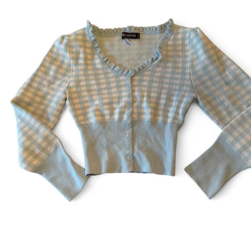 Urban-outfitters Women's Green and Blue Cardigan